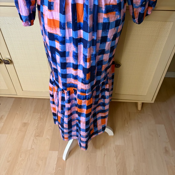 MAEVE ANTHROPOLOGIE The Bettina Tiered Shirt Dress Buttondown Blue Plaid Size XS - Picture 7 of 12